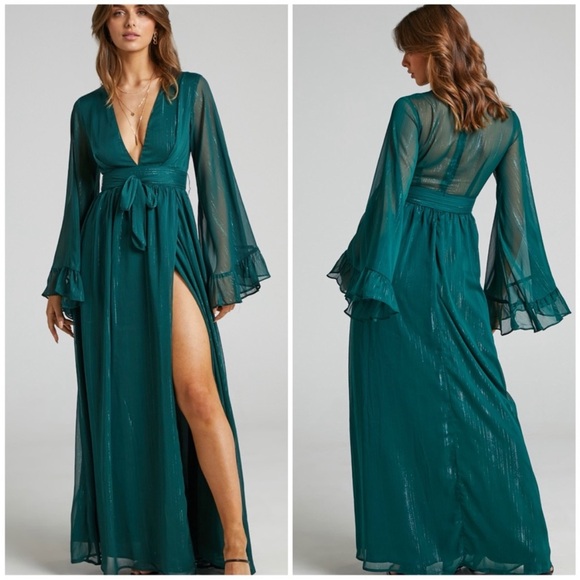 NWT Showpo. Dangerous Woman Maxi Dress Emerald - Picture 1 of 11